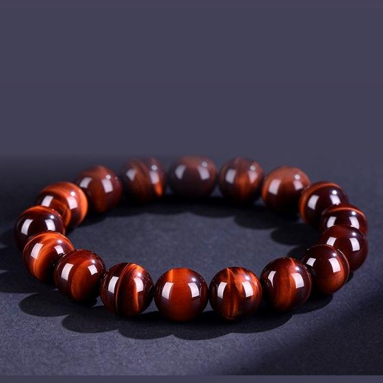 Lightning Red Tiger Eye Bracelet — Cat-Eye Chatoyant Stone