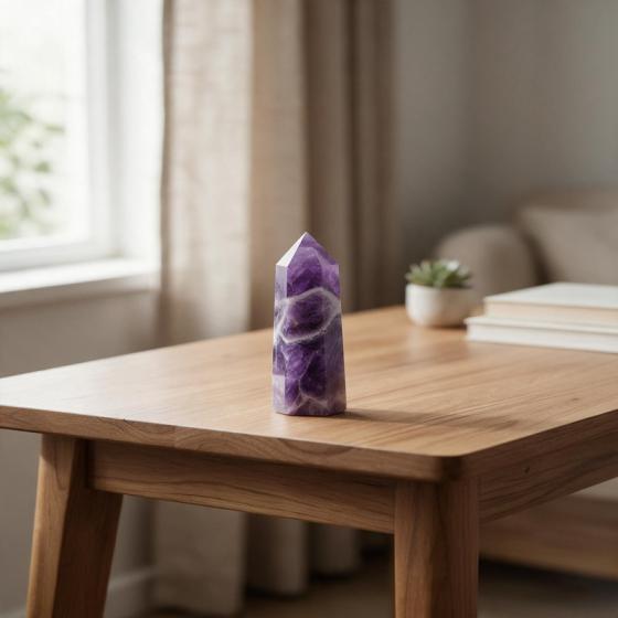 Amethyst Hexagonal Point Tower – Calm & Sleep