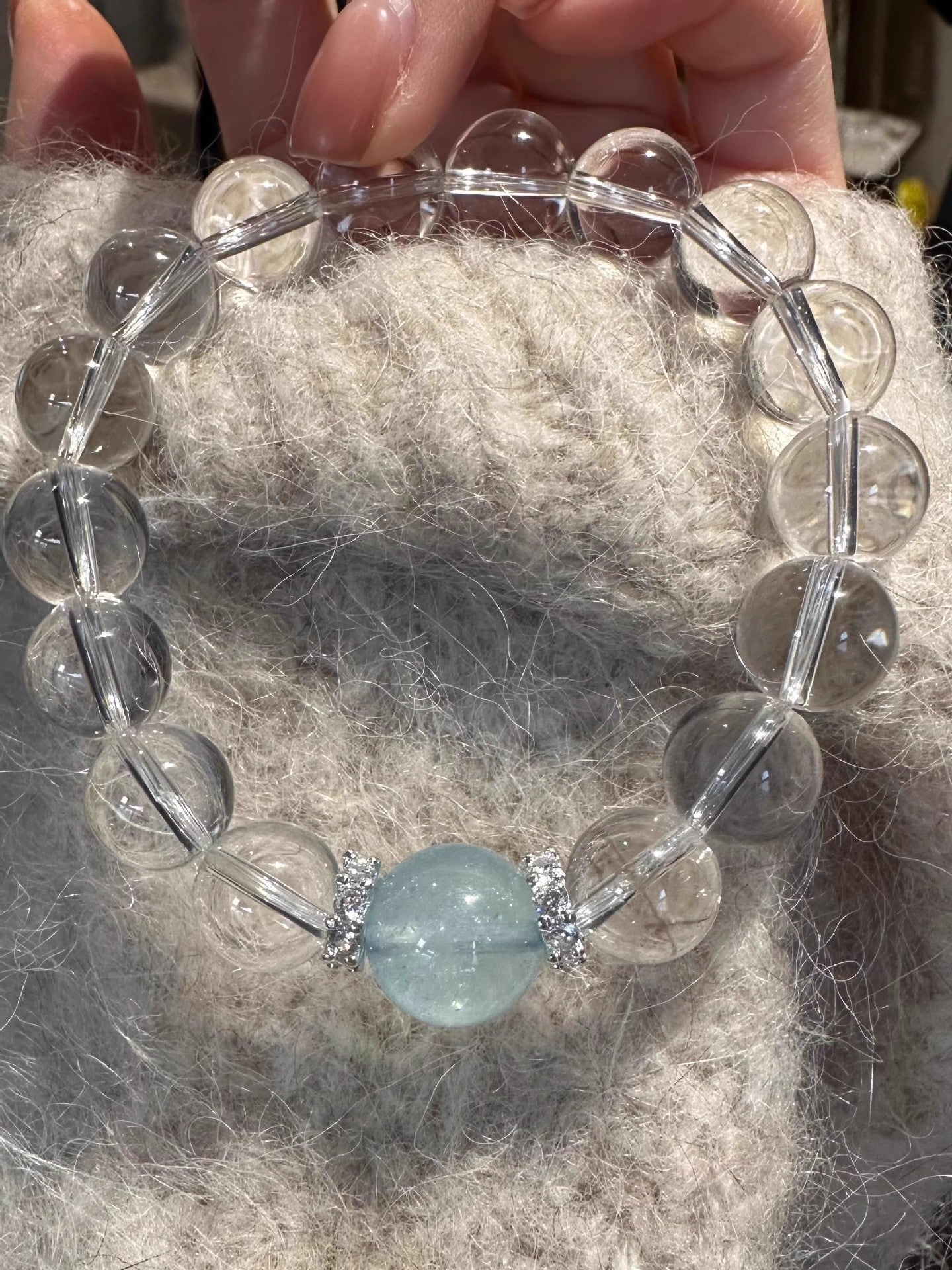 Aquamarine White Crystal Bracelet Women's New Light Luxury - CN Heal Vibe