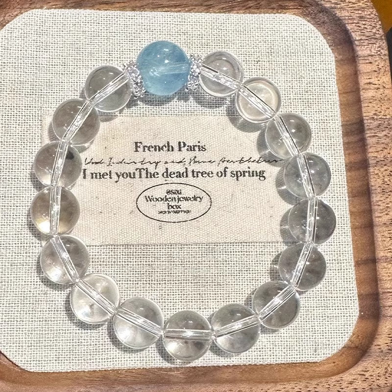 Aquamarine White Crystal Bracelet Women's New Light Luxury - CN Heal Vibe