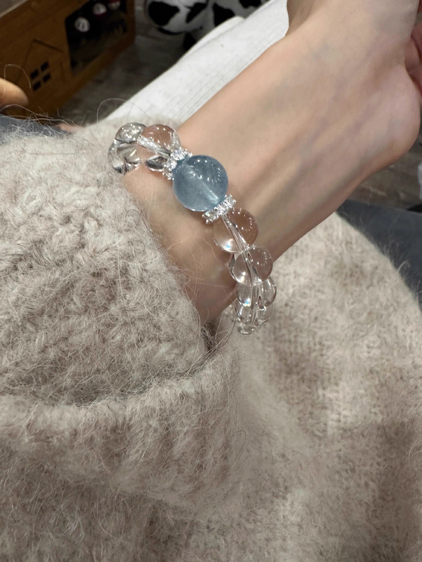 Aquamarine White Crystal Bracelet Women's New Light Luxury - CN Heal Vibe