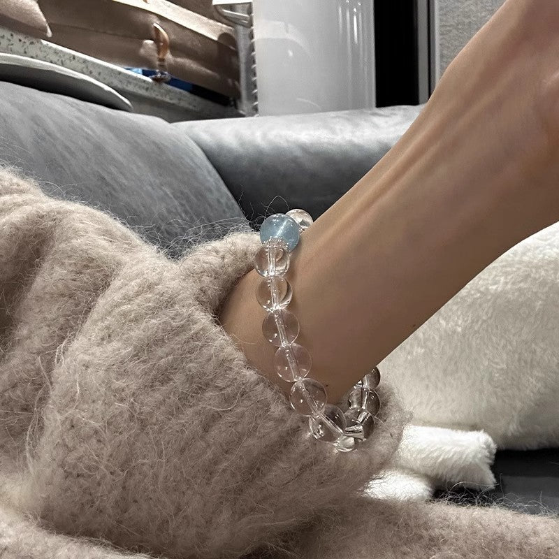 Aquamarine White Crystal Bracelet Women's New Light Luxury - CN Heal Vibe