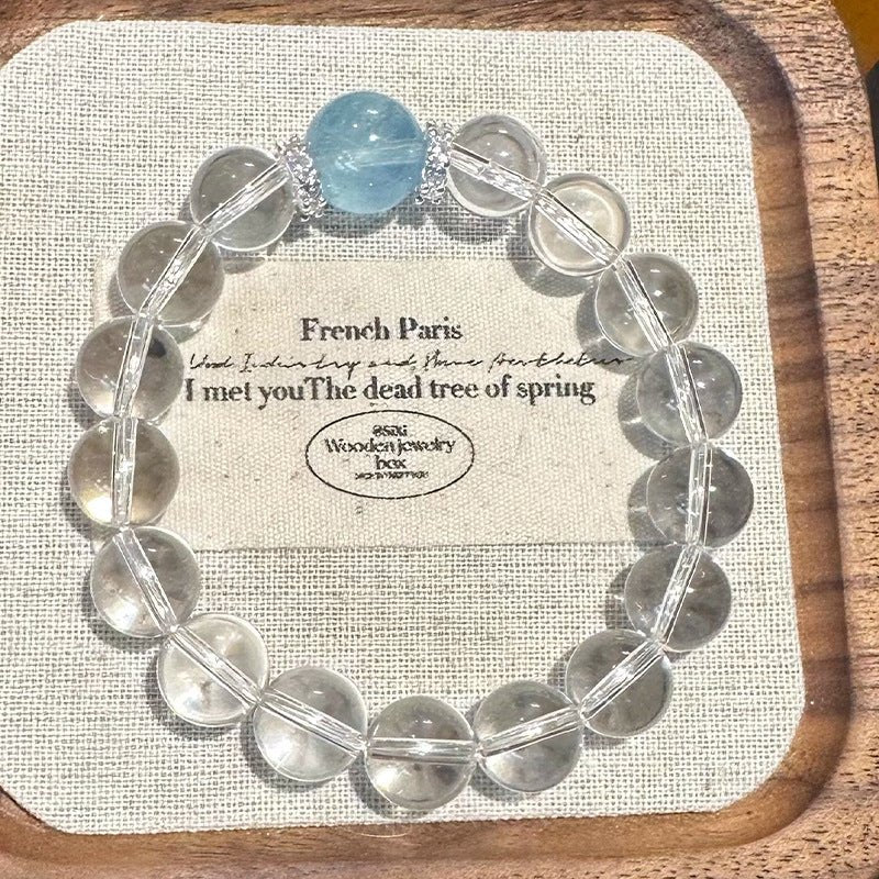 Aquamarine White Crystal Bracelet Women's New Light Luxury - CN Heal Vibe