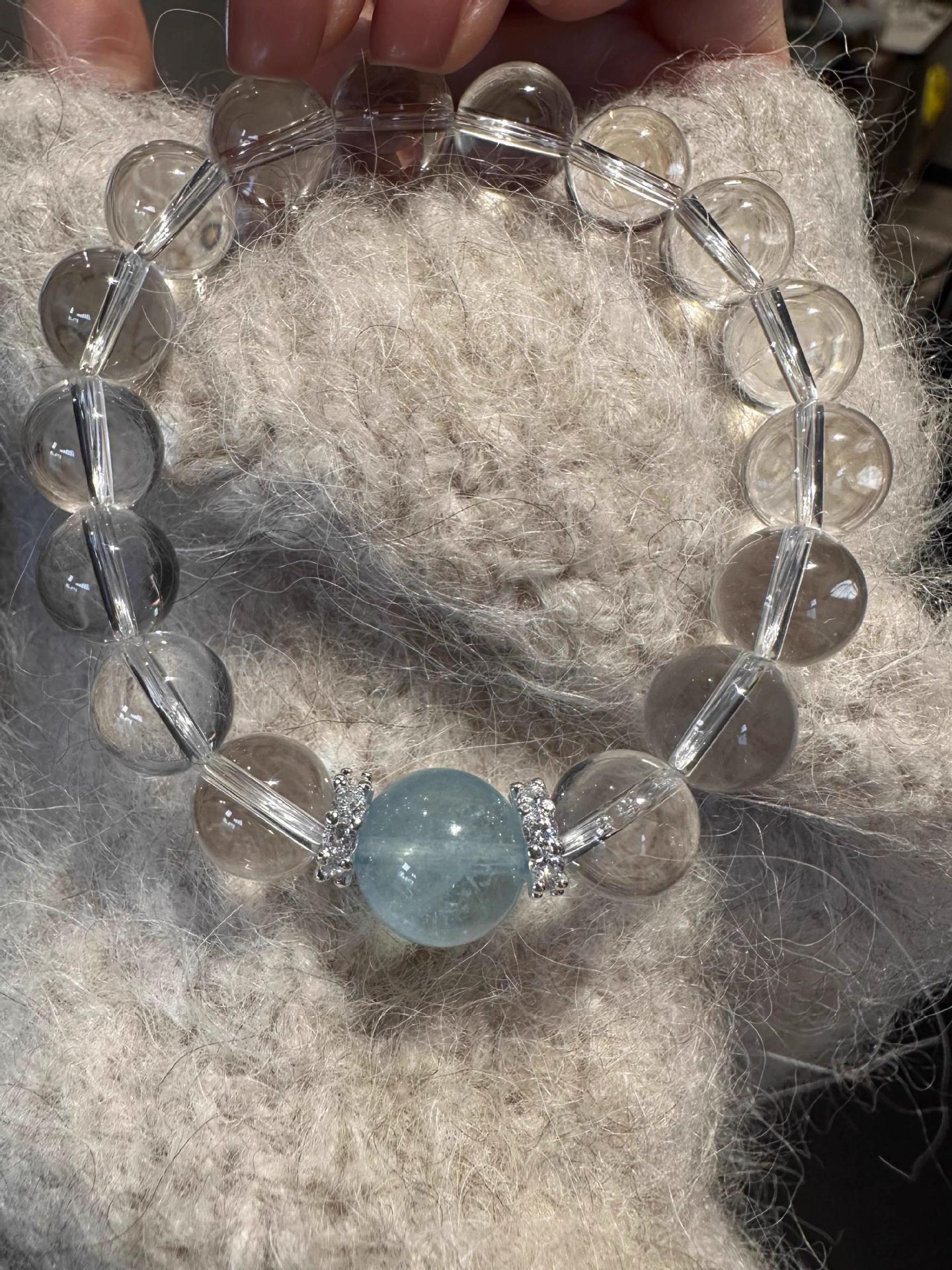 Aquamarine White Crystal Bracelet Women's New Light Luxury - CN Heal Vibe