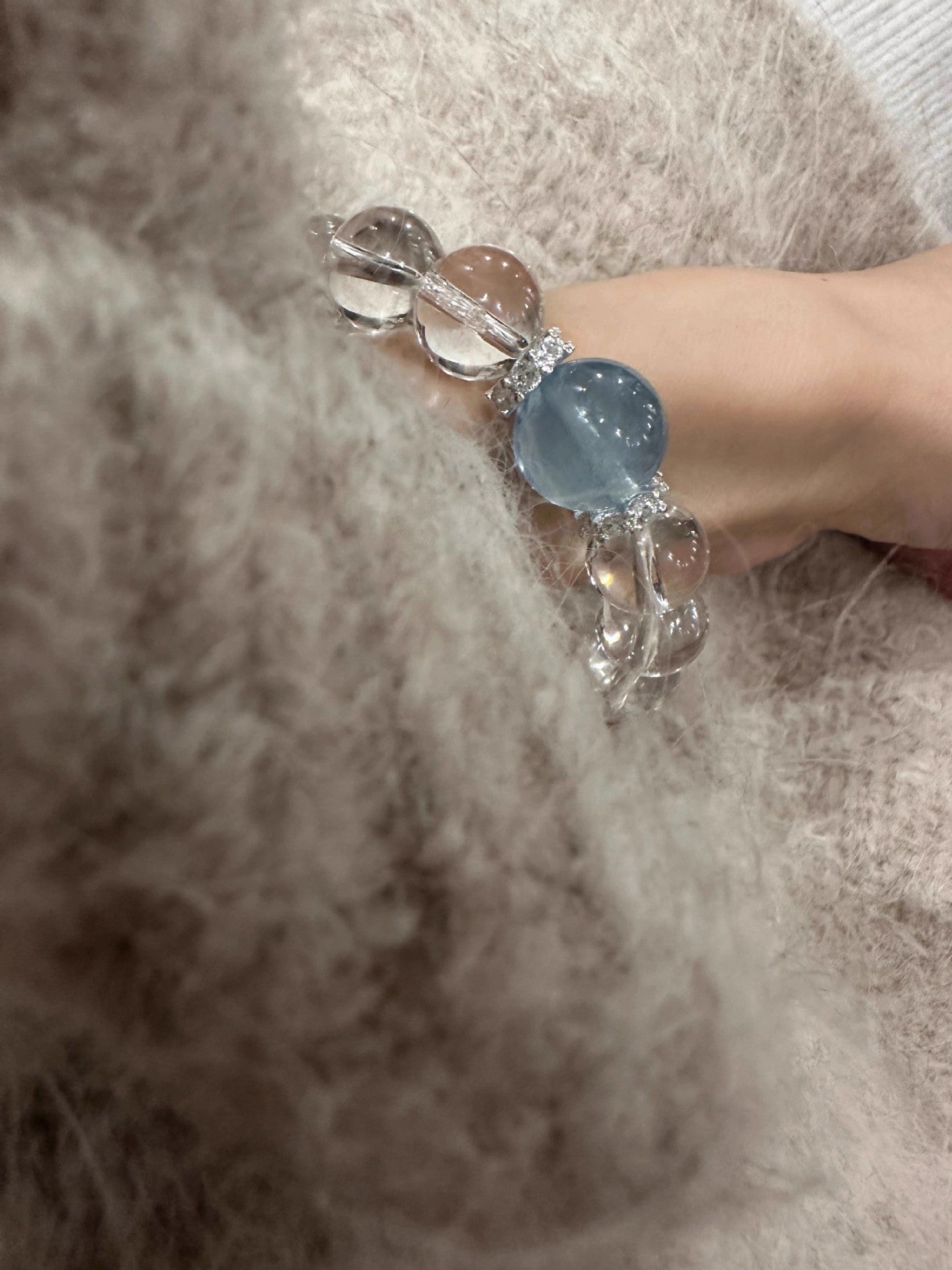 Aquamarine White Crystal Bracelet Women's New Light Luxury - CN Heal Vibe