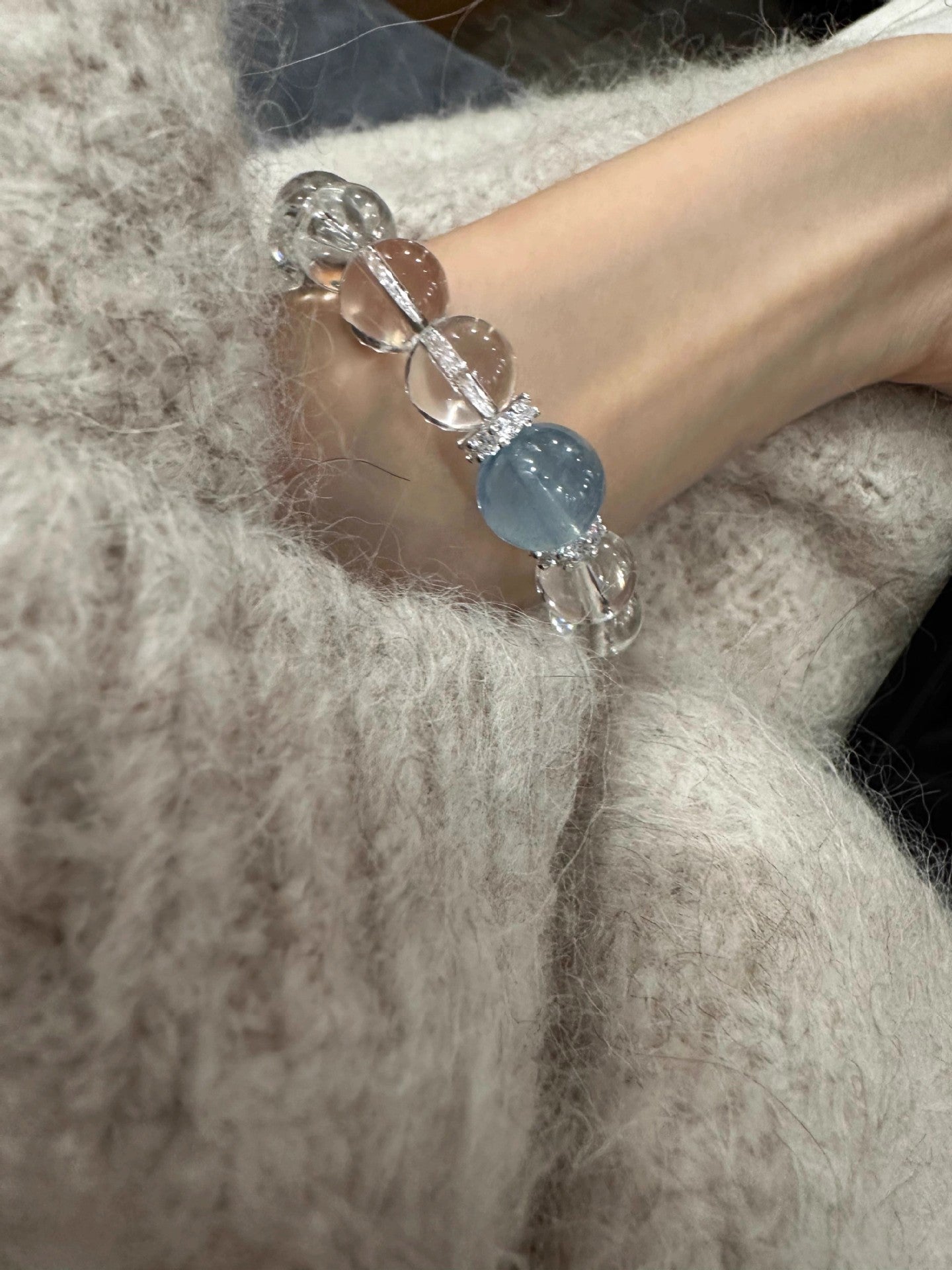 Aquamarine White Crystal Bracelet Women's New Light Luxury - CN Heal Vibe