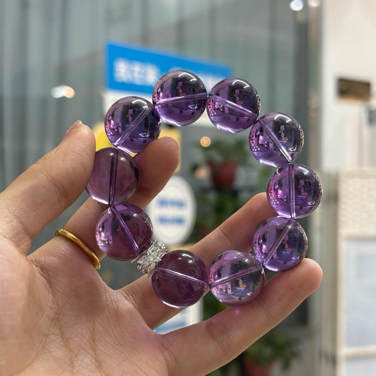 Collectible Amethyst Bracelet Large Beads Single Strand - CN Heal Vibe