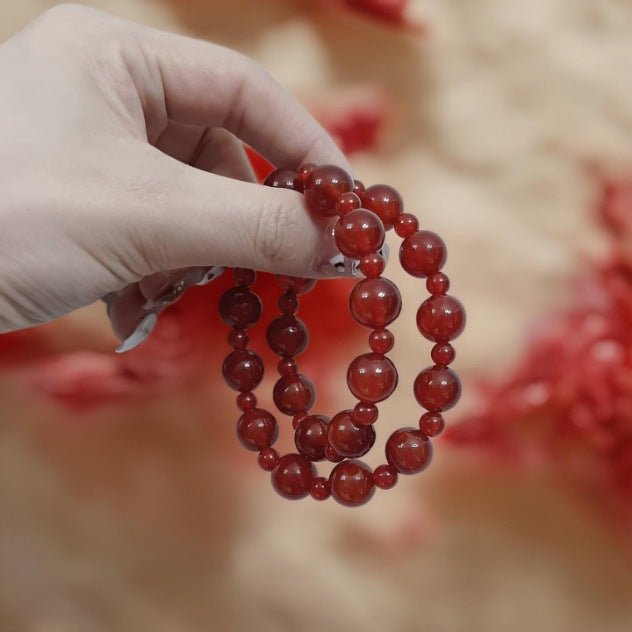 Double Circle Red Agate Bracelet Crystal Bracelet - CN Heal Vibe