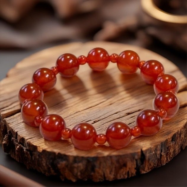Double Circle Red Agate Bracelet Crystal Bracelet - CN Heal Vibe