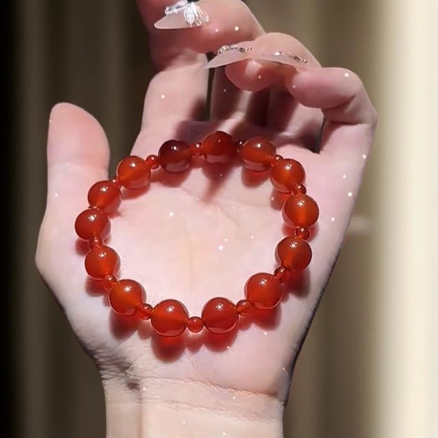Double Circle Red Agate Bracelet Crystal Bracelet - CN Heal Vibe