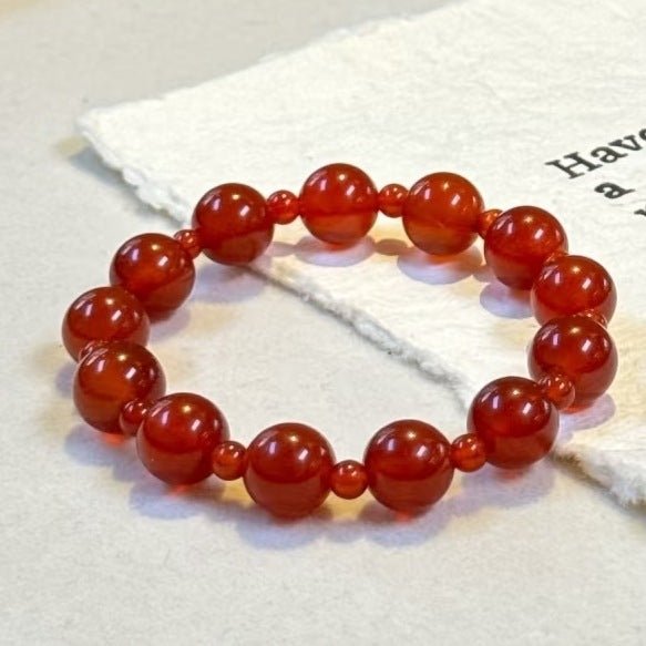 Double Circle Red Agate Bracelet Crystal Bracelet - CN Heal Vibe