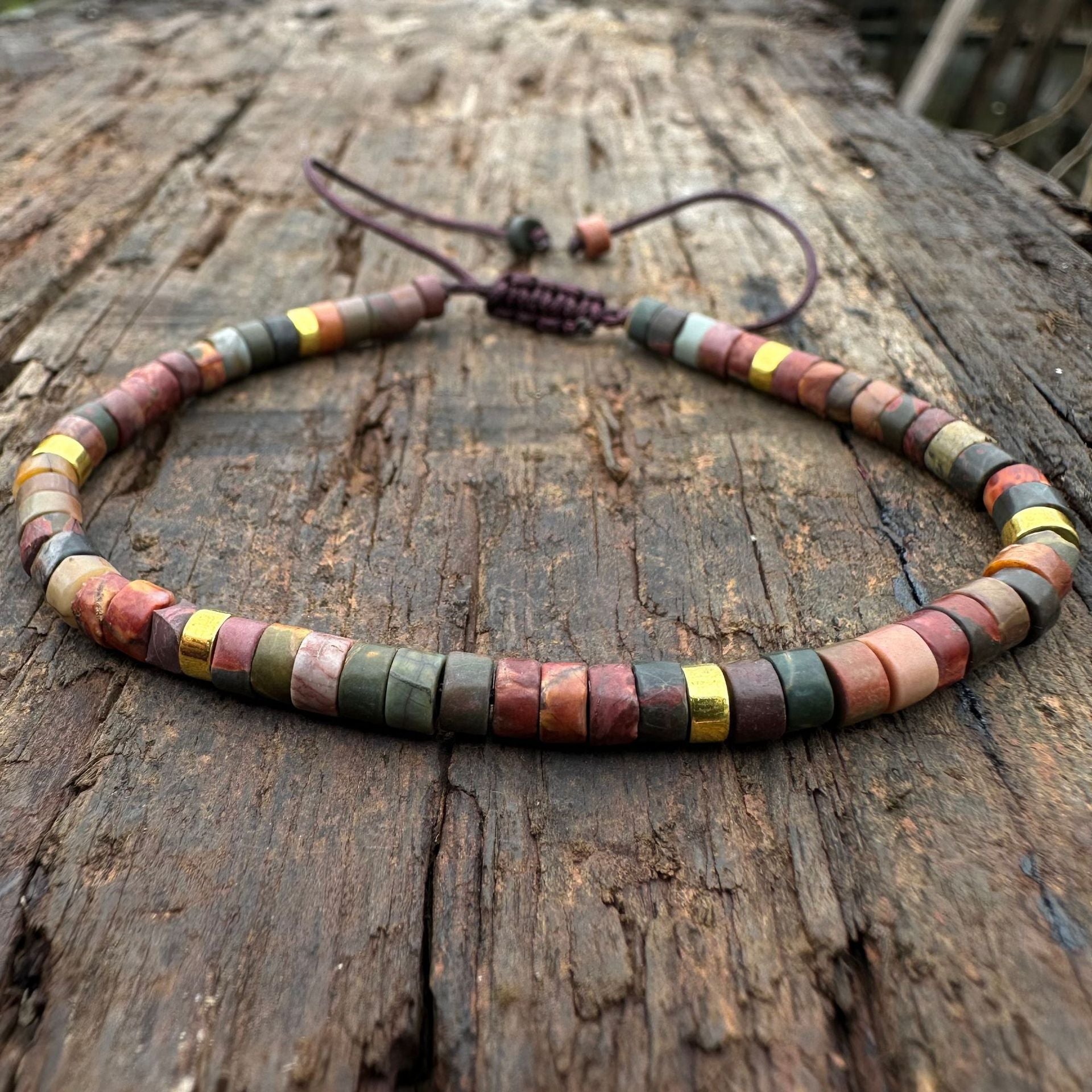 Emperor Natural Stone Spacer Shiny Stone Red Vein Stone Pink Quartz Adjustable Women's Bracelet - CN Heal Vibe