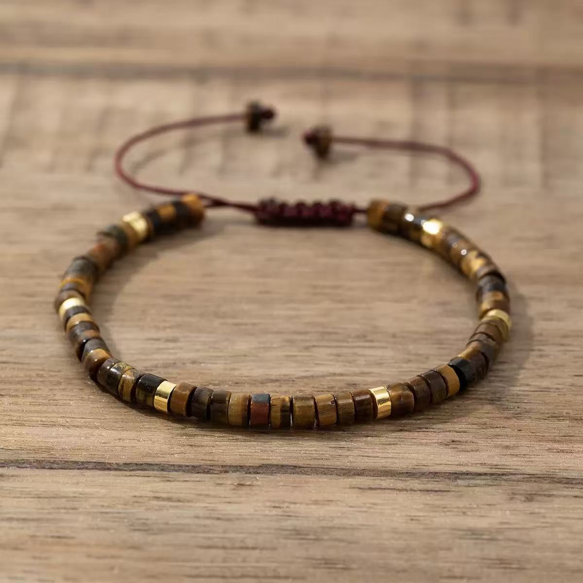 Emperor Natural Stone Spacer Shiny Stone Red Vein Stone Pink Quartz Adjustable Women's Bracelet - CN Heal Vibe