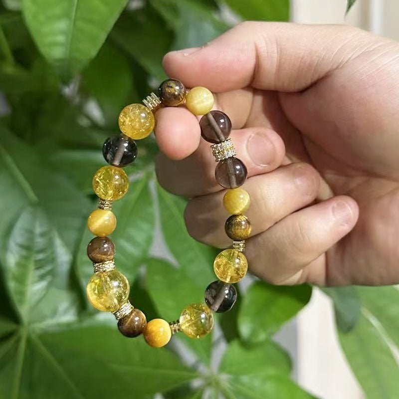Fortune - Attracting Golden Tyrant Natural Yellow Tower Crystal Tiger Eye Stone Bracelet Lucky Bead Unisex Bracelet Yellow Crystal - CN Heal Vibe