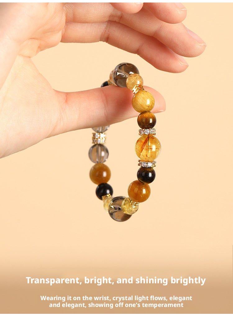 Fortune - Attracting Golden Tyrant Natural Yellow Tower Crystal Tiger Eye Stone Bracelet Lucky Bead Unisex Bracelet Yellow Crystal - CN Heal Vibe