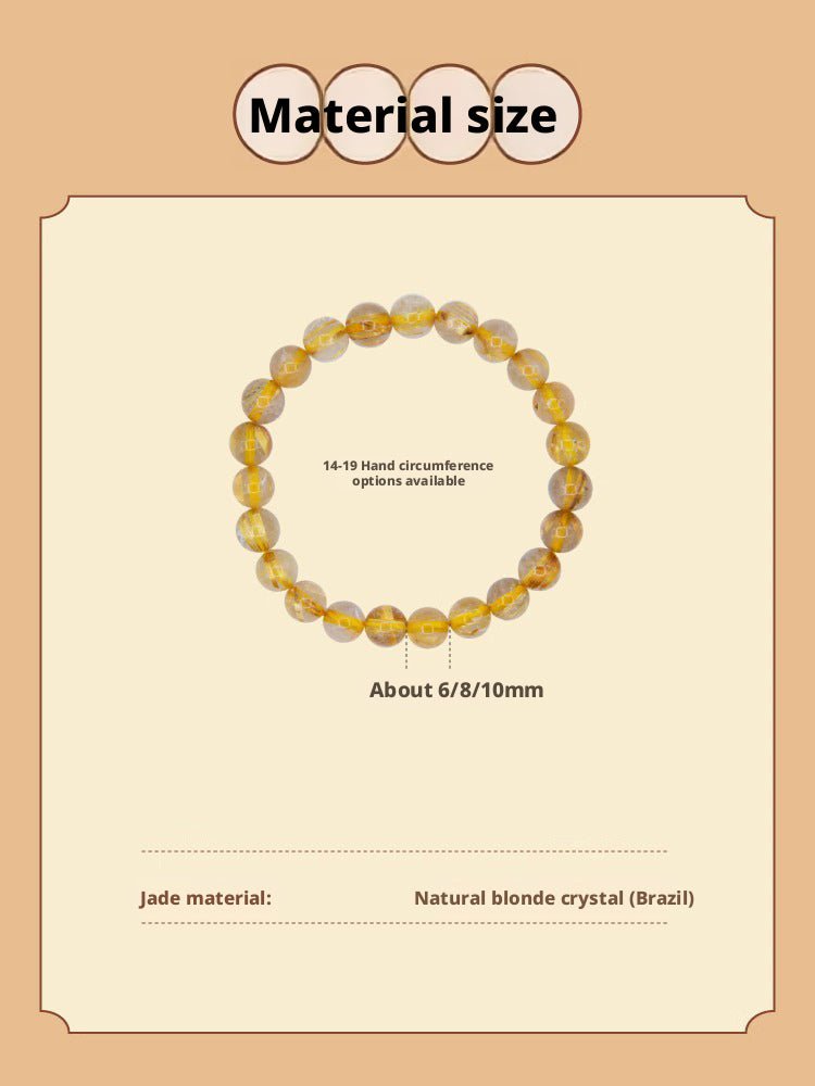 Golden Rutilated Quartz Bracelet Natural Brazilian Premium Yellow Crystal Raw Stone Good Luck Bracelet Fortune Beads Yellow Agate - CN Heal Vibe