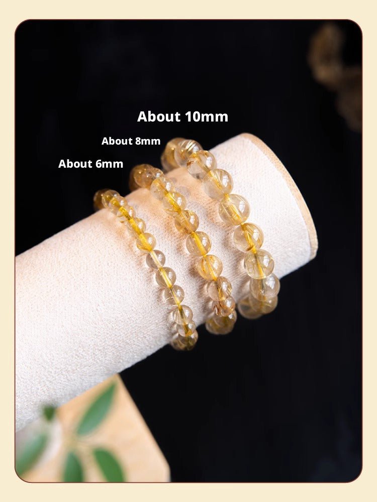 Golden Rutilated Quartz Bracelet Natural Brazilian Premium Yellow Crystal Raw Stone Good Luck Bracelet Fortune Beads Yellow Agate - CN Heal Vibe