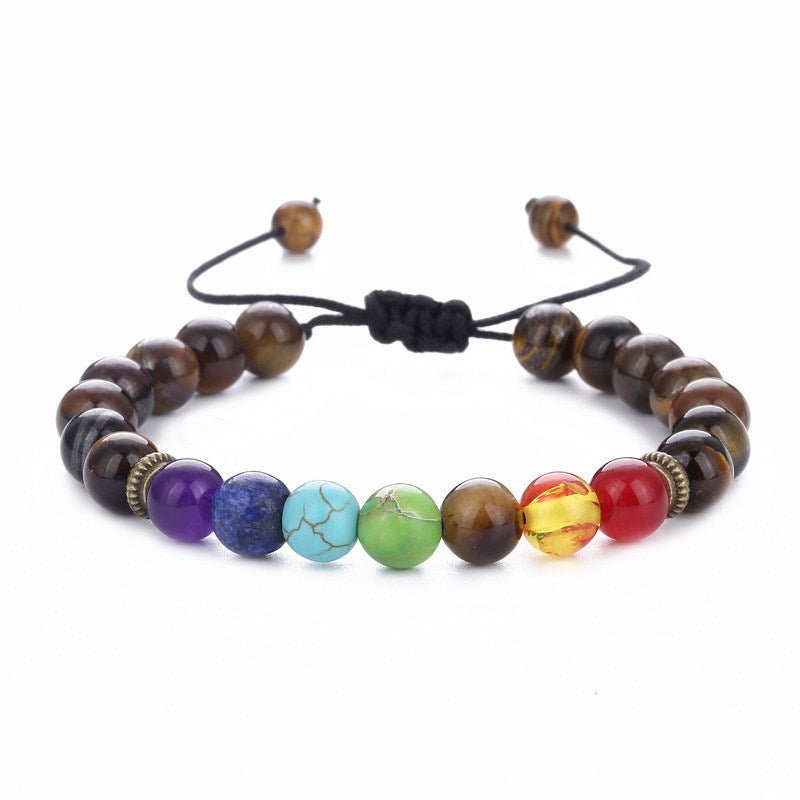 Lapis Lazuli Wheel Tiger Eye Adjustable Braided Yoga Wheel Bracelet Beaded - CN Heal Vibe
