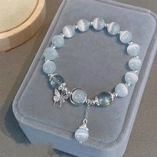 Moon&You Natural Pink Quartz Cat's Eye Stone Blue Topaz Amethyst Bracelet Women's Beaded Charm Jewelry Gift - CN Heal Vibe