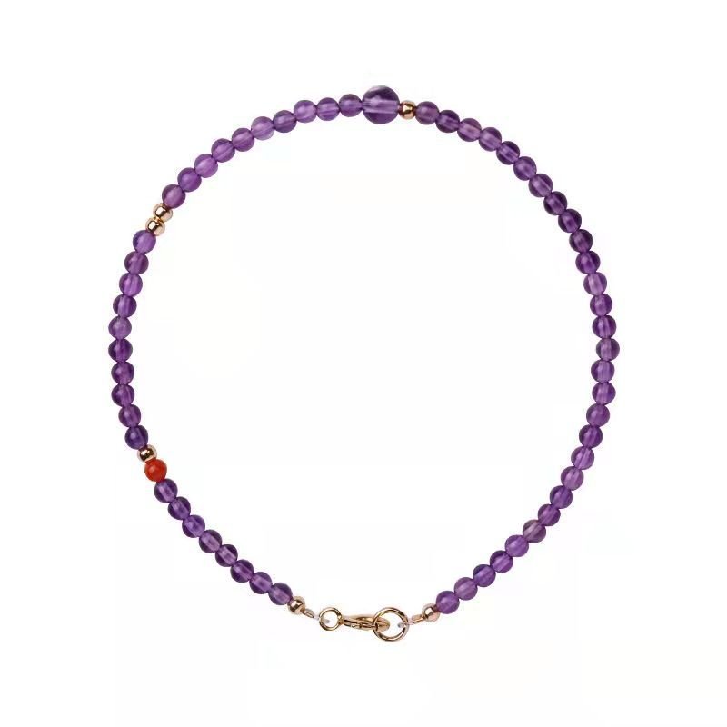 Natural Amethyst Bracelet for Women Tiny Dainty Gold Beads Purple Energy Luck Bracelets Boho Style Jewelry Gift for Her - CN Heal Vibe