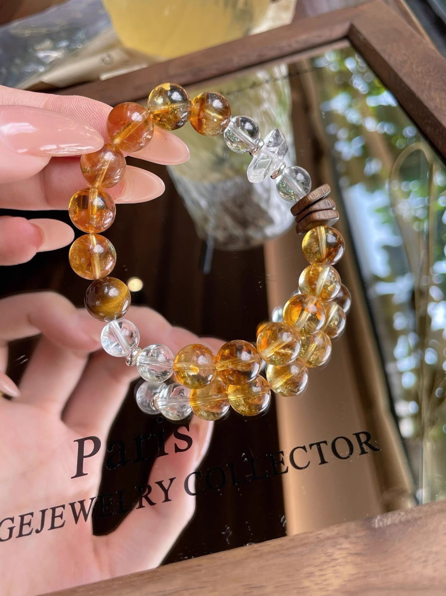 Natural Crystal Bracelet Agarwood Yellow Tower Crystal White Crystal Lucky Fortune New Chinese Style High - end Feel Bracelet - CN Heal Vibe