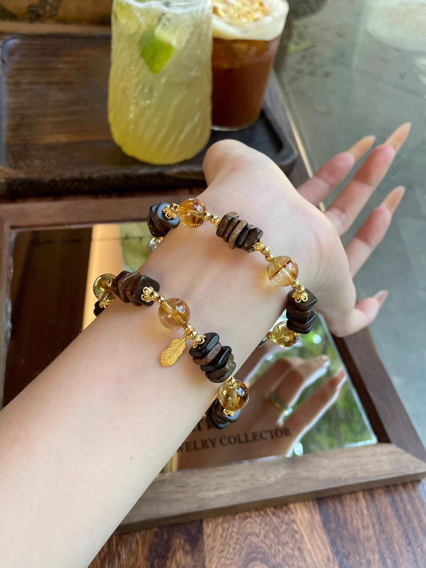 Natural Crystal Bracelet Agarwood Yellow Tower Crystal White Crystal Lucky Fortune New Chinese Style High - end Feel Bracelet - CN Heal Vibe
