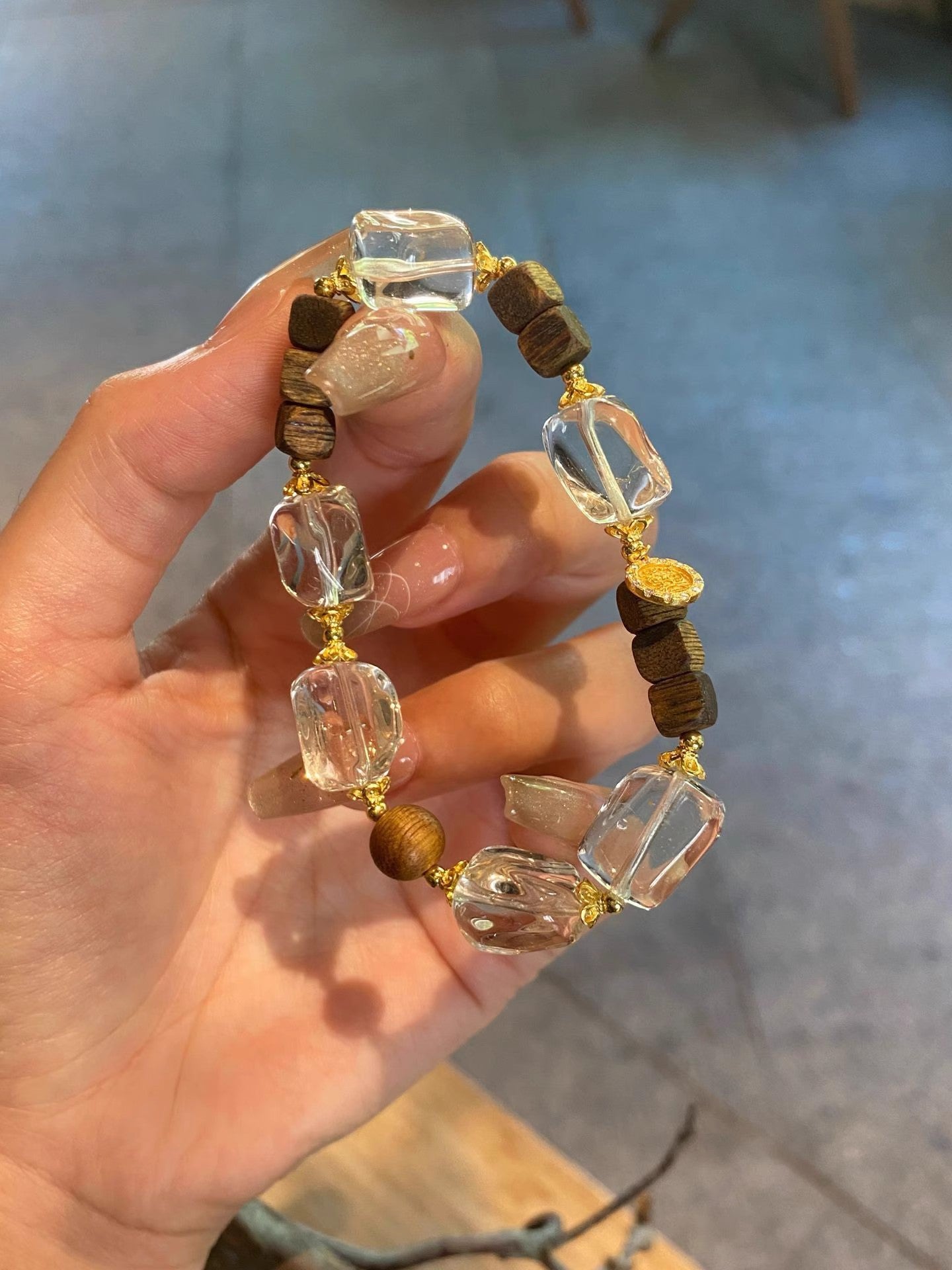 Natural Crystal Bracelet Agarwood Yellow Tower Crystal White Crystal Lucky Fortune New Chinese Style High - end Feel Bracelet - CN Heal Vibe