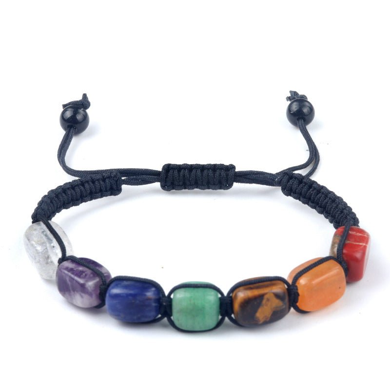 Natural Crystal Bracelet for Women Men, Pink Quartz Tiger Eye Amethyst Beaded Bracelet, Chakra Yoga Jewelry, Handmade Braided Energy Healing Accessories - CN Heal Vibe