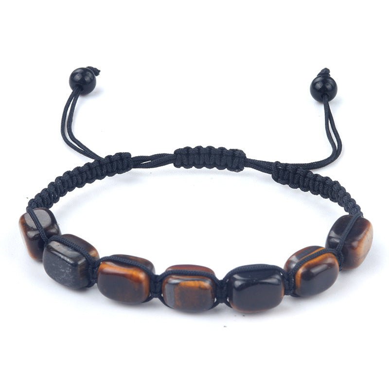 Natural Crystal Bracelet for Women Men, Pink Quartz Tiger Eye Amethyst Beaded Bracelet, Chakra Yoga Jewelry, Handmade Braided Energy Healing Accessories - CN Heal Vibe