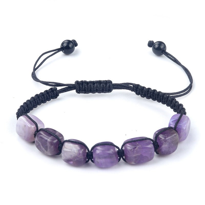 Natural Crystal Bracelet for Women Men, Pink Quartz Tiger Eye Amethyst Beaded Bracelet, Chakra Yoga Jewelry, Handmade Braided Energy Healing Accessories - CN Heal Vibe
