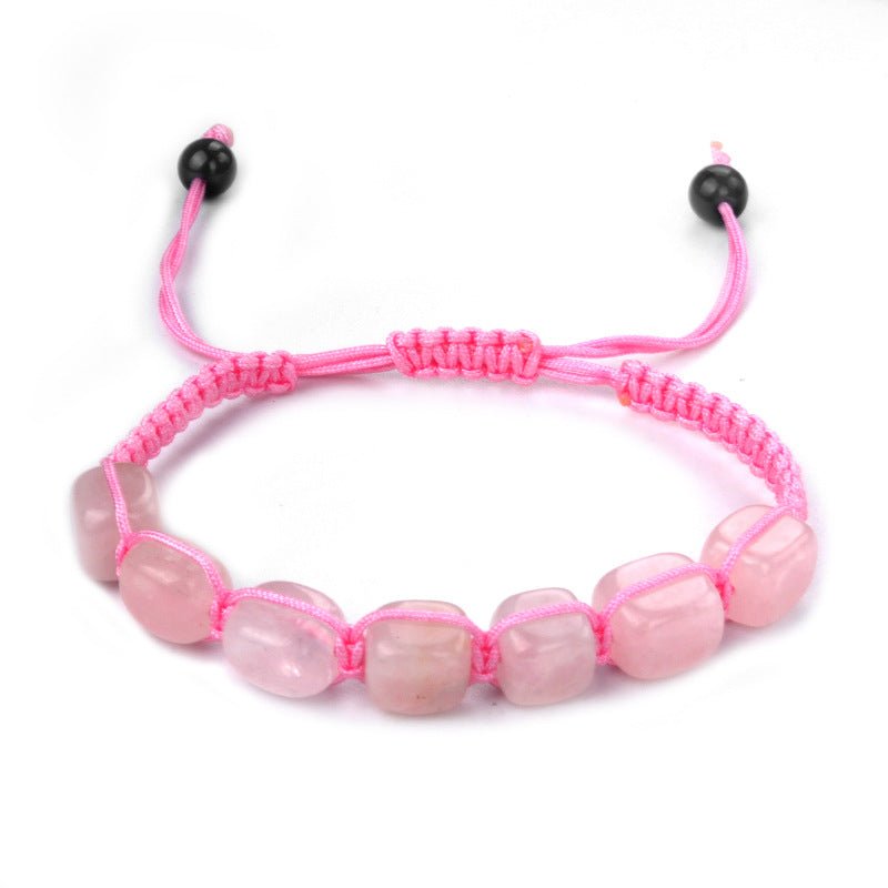 Natural Crystal Bracelet for Women Men, Pink Quartz Tiger Eye Amethyst Beaded Bracelet, Chakra Yoga Jewelry, Handmade Braided Energy Healing Accessories - CN Heal Vibe