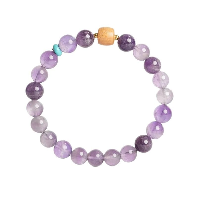 Natural Dream Purple Crystal Bracelet for Women New Chinese Style Sandalwood Fortune Bead National Tide Jewelry Handmade Gift - CN Heal Vibe