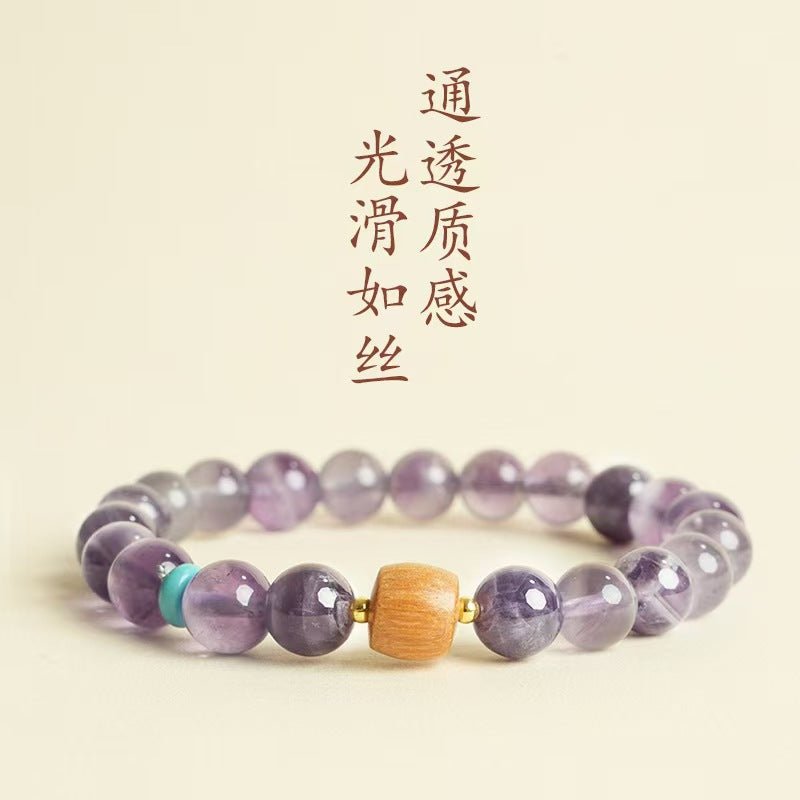 Natural Dream Purple Crystal Bracelet for Women New Chinese Style Sandalwood Fortune Bead National Tide Jewelry Handmade Gift - CN Heal Vibe