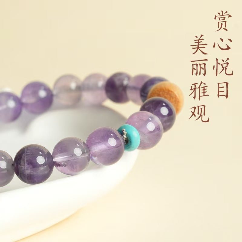 Natural Dream Purple Crystal Bracelet for Women New Chinese Style Sandalwood Fortune Bead National Tide Jewelry Handmade Gift - CN Heal Vibe
