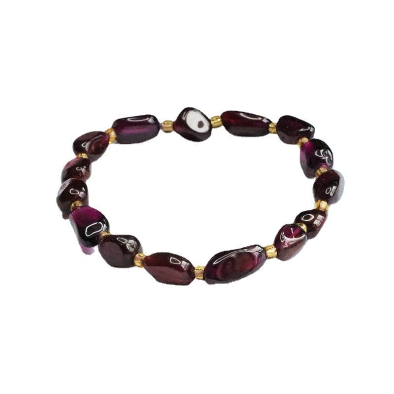 Natural Garnet Bracelet Brazilian Purple Tooth Black Crystal Gemstone - CN Heal Vibe