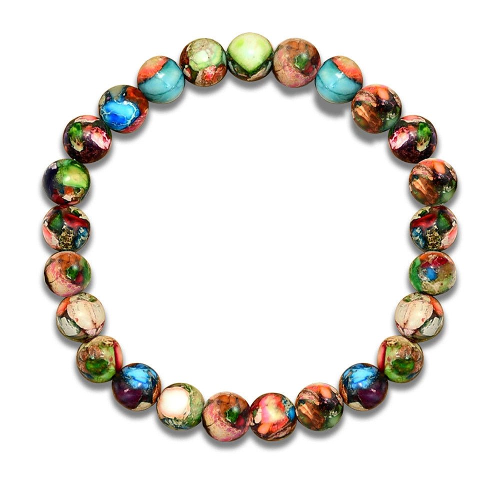Natural Multi Stone Bracelet for Women Men Handmade Beaded Bracelet with Red Green Amethyst Sunstone Lapis Lazuli Tiger Eye Agate Crystal Green Aventurine for Jewelry Gift - CN Heal Vibe