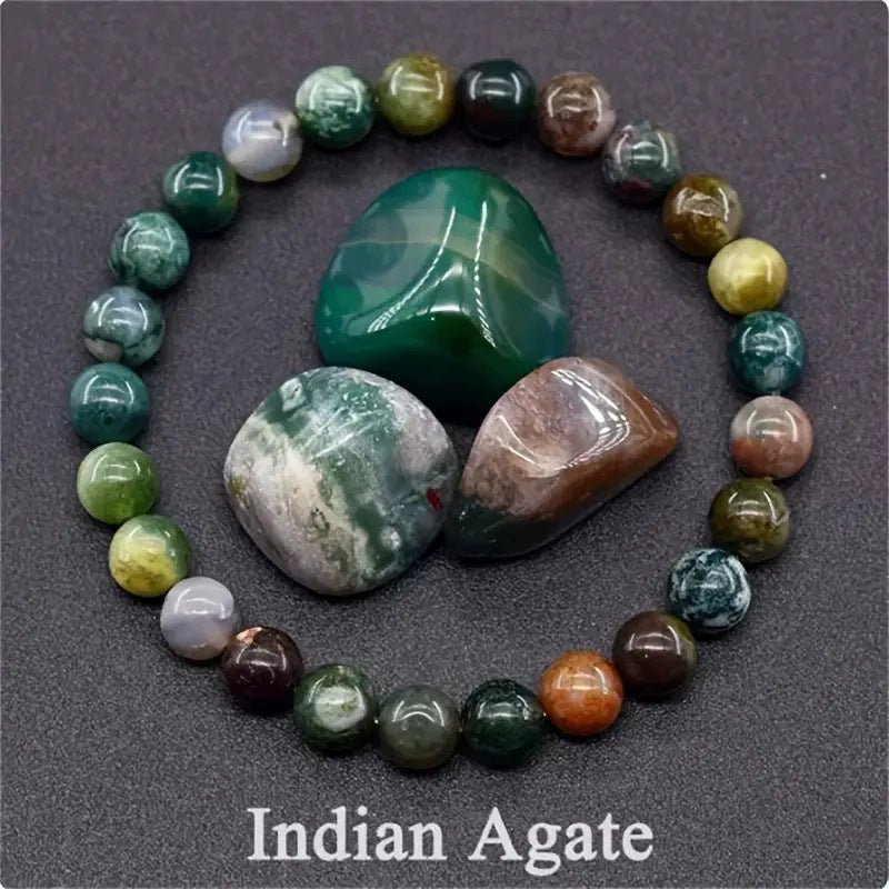 Natural Multi Stone Bracelet for Women Men Handmade Beaded Bracelet with Red Green Amethyst Sunstone Lapis Lazuli Tiger Eye Agate Crystal Green Aventurine for Jewelry Gift - CN Heal Vibe