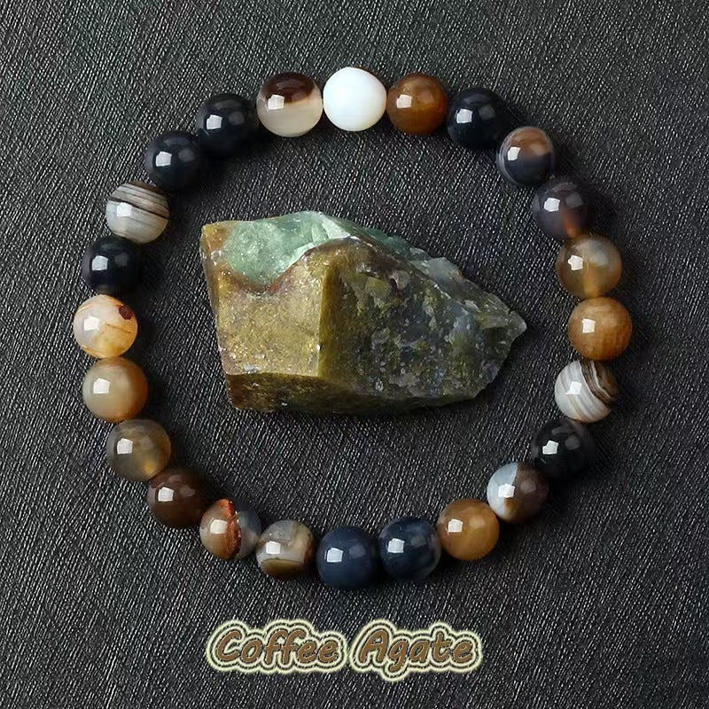 Natural Multi Stone Bracelet for Women Men Handmade Beaded Bracelet with Red Green Amethyst Sunstone Lapis Lazuli Tiger Eye Agate Crystal Green Aventurine for Jewelry Gift - CN Heal Vibe