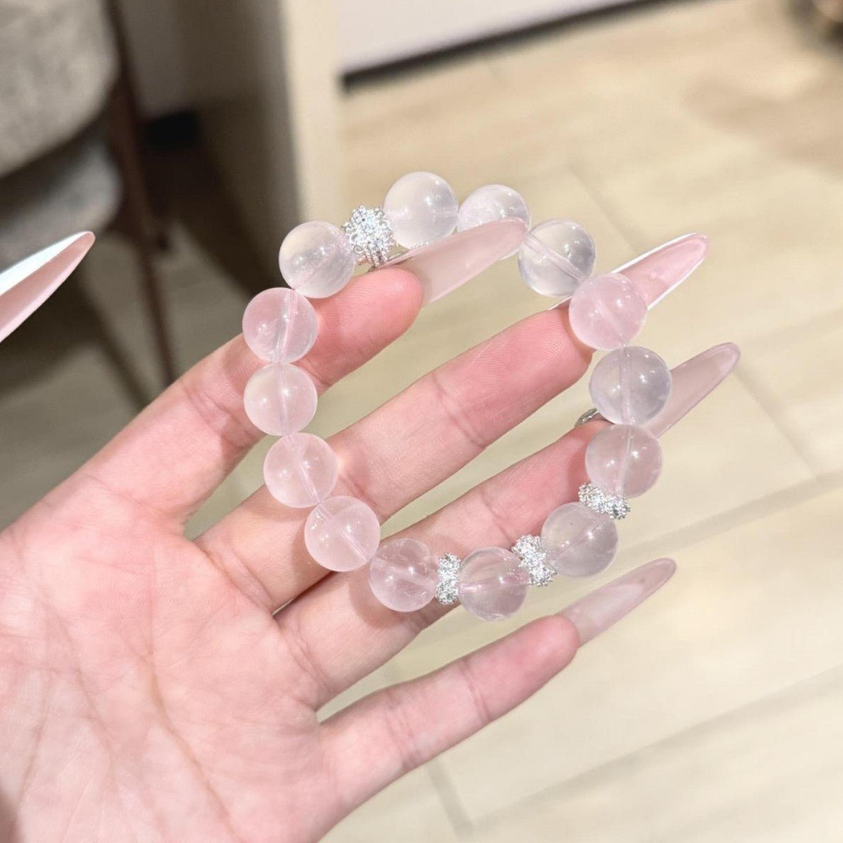 Natural Pink Crystal Bow Bracelet for Women Trendy High - end Jewelry Gift - CN Heal Vibe