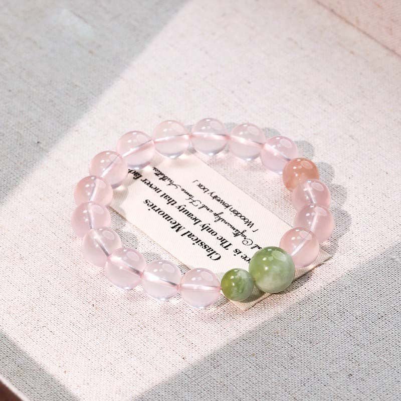 Natural Pink Crystal Bow Bracelet for Women Trendy High - end Jewelry Gift - CN Heal Vibe