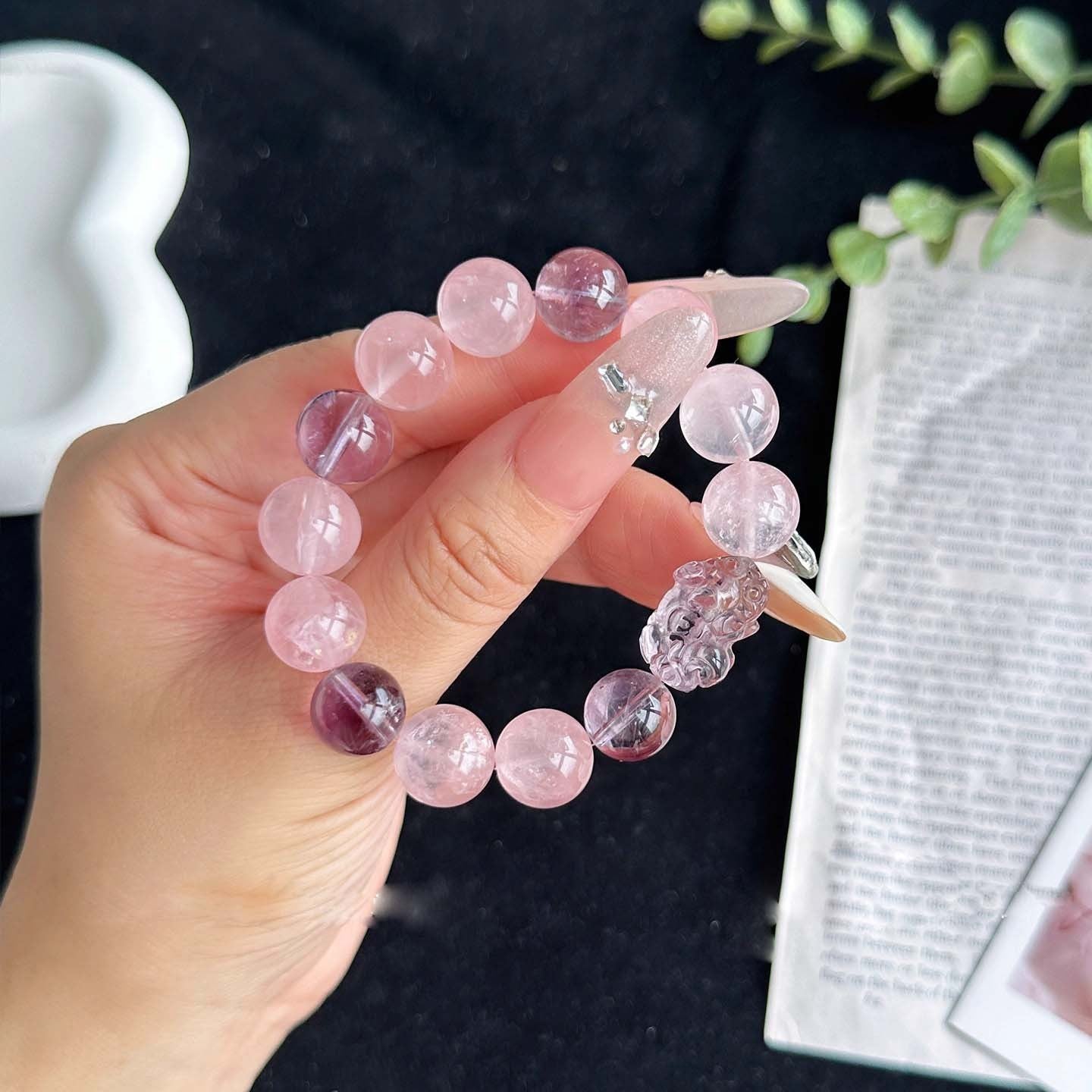 Natural Pink Crystal Bow Bracelet for Women Trendy High - end Jewelry Gift - CN Heal Vibe