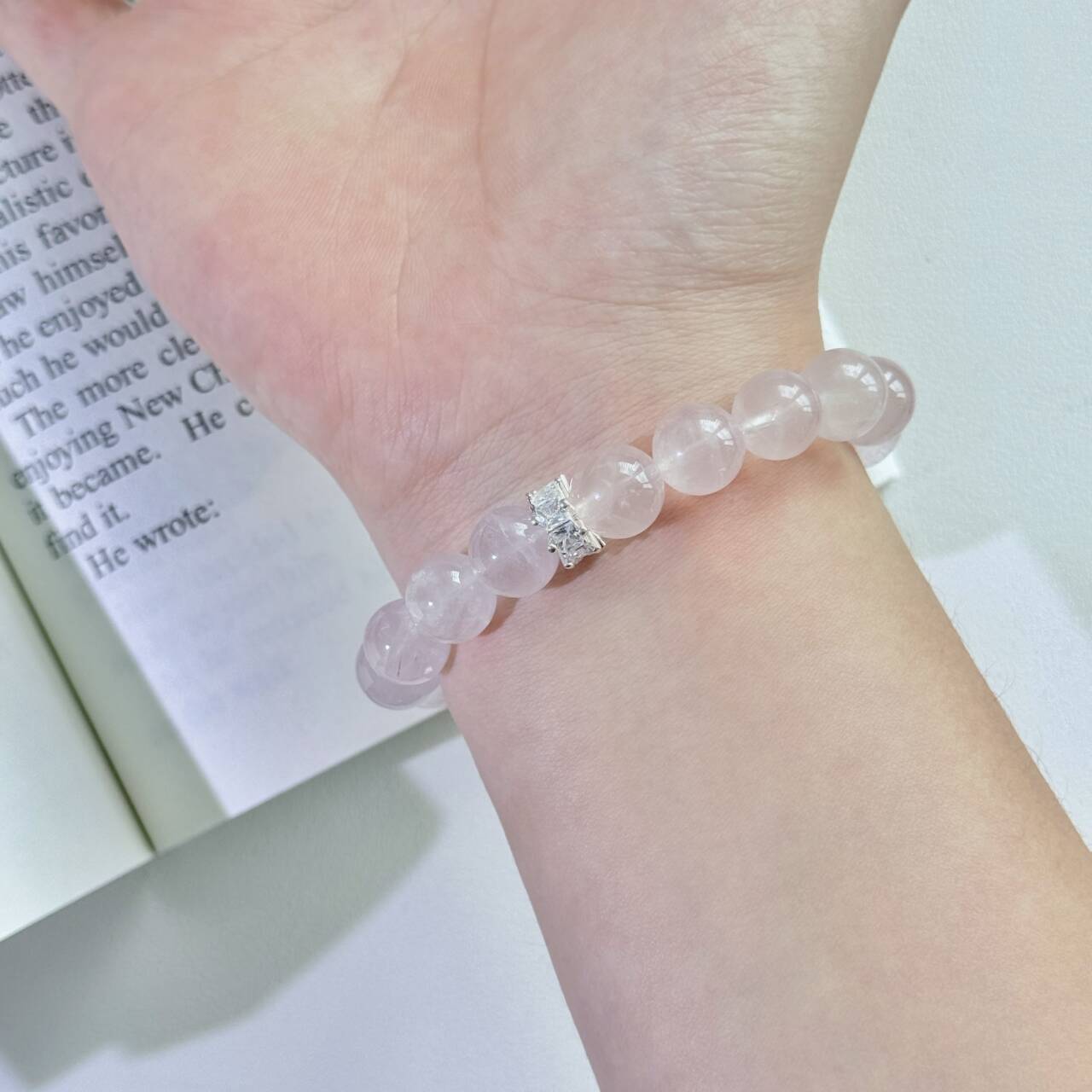 Natural Pink Crystal Bracelet for Women with Rotating Snowflake Beads, High - End Pink Crystal Bracelet Jewelry - CN Heal Vibe