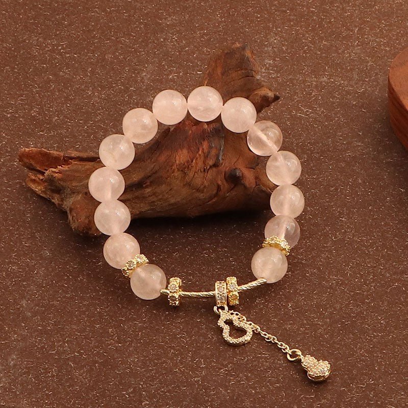 Natural Pink Crystal Bracelet Light Luxury Elegant Pink Crystal Zircon Bracelet High - end - CN Heal Vibe