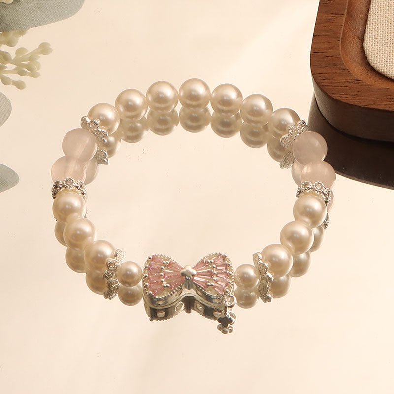 Natural Pink Crystal Bracelet Light Luxury Elegant Pink Crystal Zircon Bracelet High - end - CN Heal Vibe