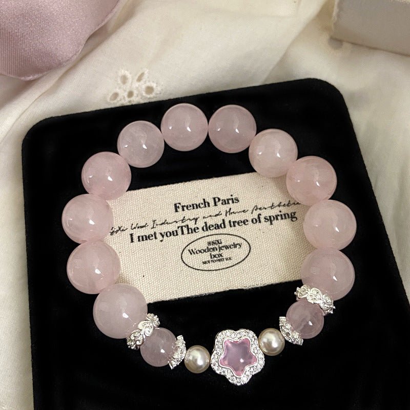 Natural Pink Crystal Bracelet Light Luxury Elegant Pink Crystal Zircon Bracelet High - end - CN Heal Vibe