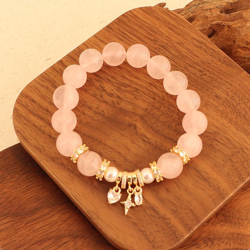 Natural Pink Crystal Bracelet Light Luxury Elegant Pink Crystal Zircon Bracelet High - end - CN Heal Vibe
