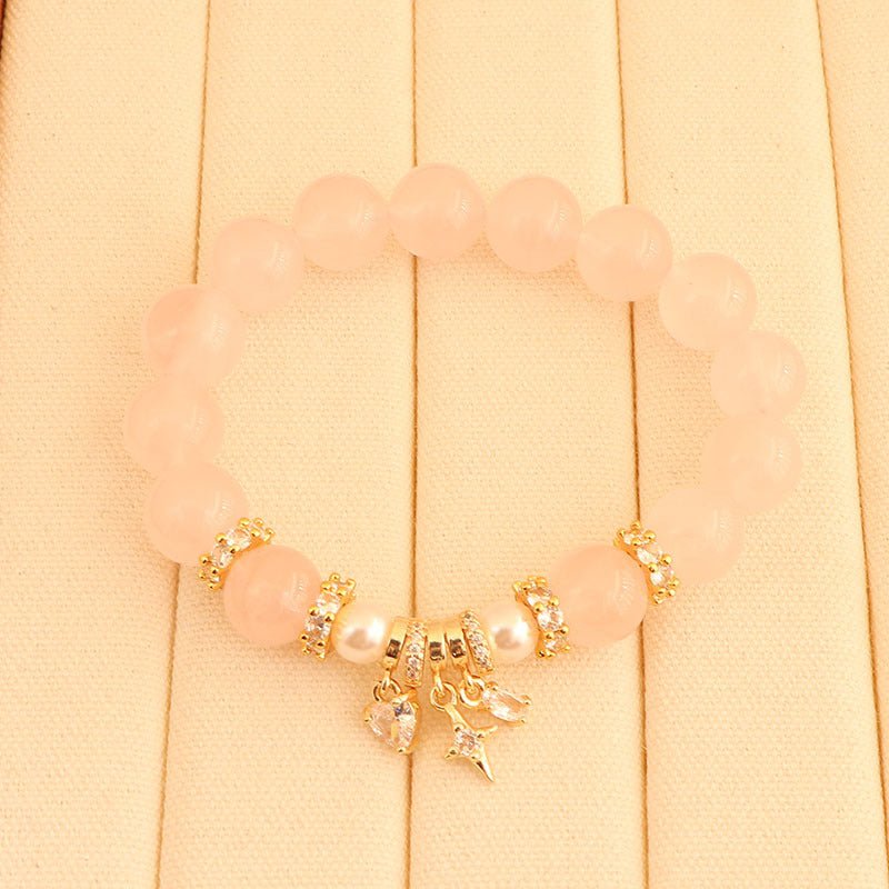 Natural Pink Crystal Bracelet Light Luxury Elegant Pink Crystal Zircon Bracelet High - end - CN Heal Vibe
