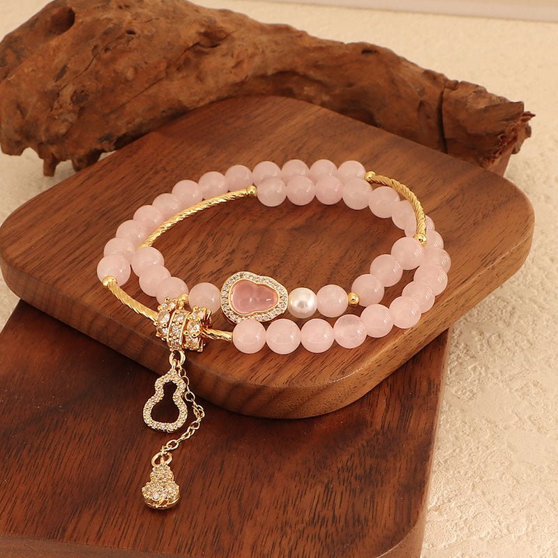 Natural Pink Crystal Bracelet Light Luxury Elegant Pink Crystal Zircon Bracelet High - end - CN Heal Vibe