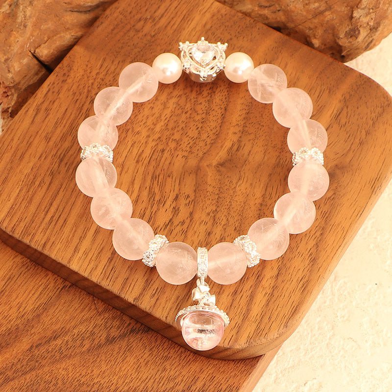 Natural Pink Crystal Bracelet Light Luxury Elegant Pink Crystal Zircon Bracelet High - end - CN Heal Vibe