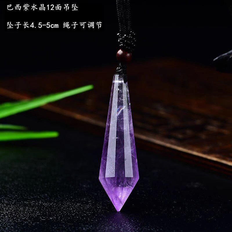 Natural Pink Yellow White Purple Amethyst Opal Hexagonal Prism Pendulum Crystal Stone Pendant for Women Men Reiki Healing Jewelry Gift - CN Heal Vibe